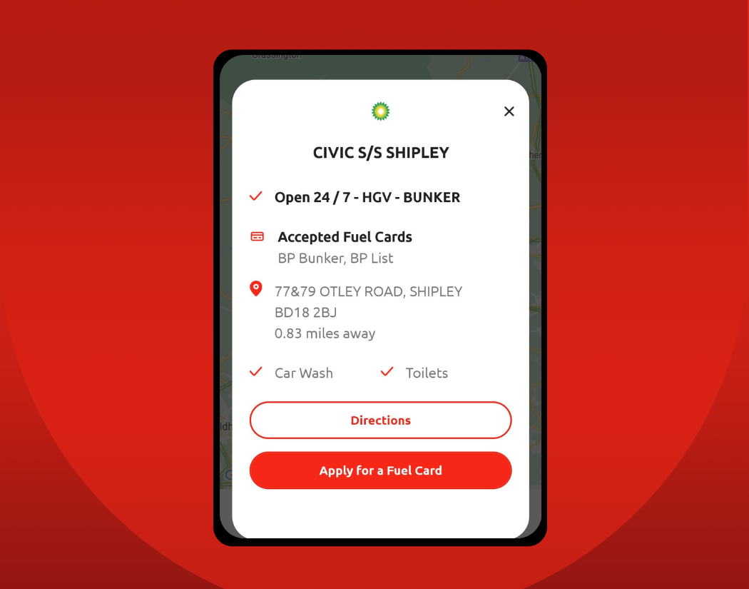 Phone showing example fuel station site