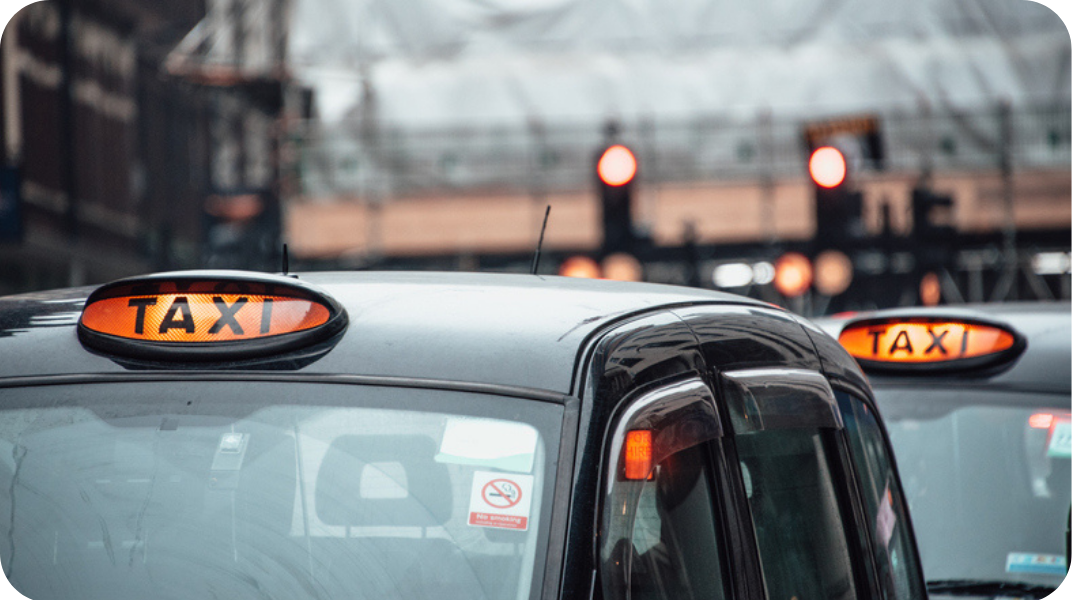 Queue of taxis