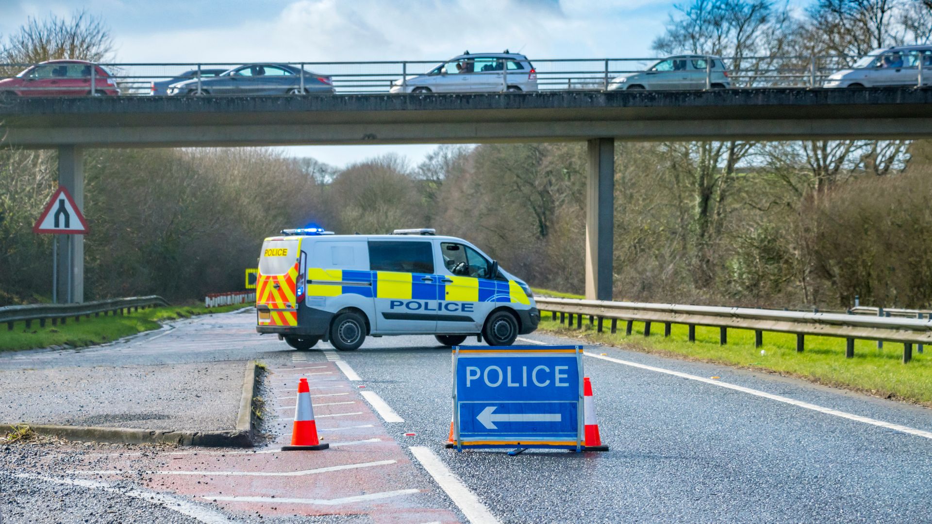 Police at a road accident