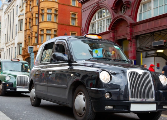 Taxi driving on the road